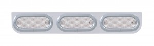 Stainless Steel Light Bracket W/ Three 10 Amber Led Oval Light W/ Bezel - Clear Lens