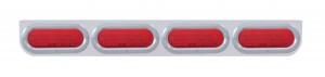 Stainless Steel Light Bracket W/ Four 60 Red Led Oval Light W/ Bezel - Red Lens