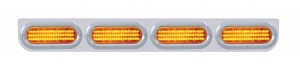 Stainless Steel Light Bracket W/ Four 60 Amber Led Oval Light W/ Bezel - Amber Lens