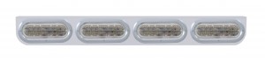 Stainless Steel Light Bracket W/ Four 60 Red Led Oval Light W/ Bezel - Clear Lens
