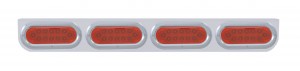 Stainless Steel Light Bracket W/ Four 12 Red Led Oval Light W/ Bezel - Red Lens