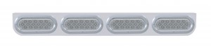 Stainless Steel Light Bracket W/ Four 16 Amber Led Oval Light W/ Bezel - Clear Lens