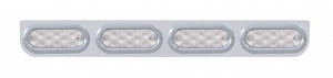 Stainless Steel Light Bracket W/ Four 10 Amber Led Oval Light W/ Bezel - Clear Lens