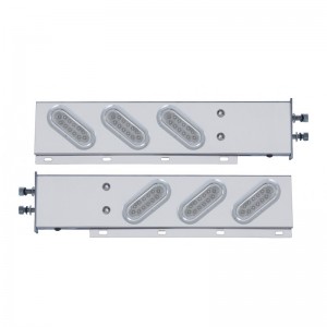 (2/Bulk) Stainless Steel Rear Light Bar With Six 12 Red Led Oval Clear Lens Light With Flat Bezel - 2" Bolt Pattern