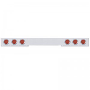 Chrome Rear Light Bar W/ Six 12 Red Led 4" Reflector Light W/ Bezel - Red Lens