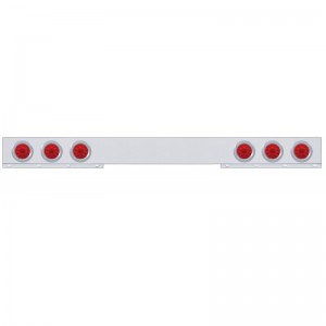 Stainless Steel Rear Light Bar W/ Six 10 Red Led 4" Light W/ Bezel - Red Lens