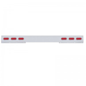 Stainless Steel 1 Piece Rear Light Bar W/ 6 Straight 60 Red Led Oval Light W/ Bezel - Red Lens