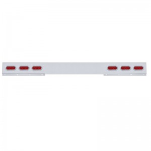 Stainless Steel 1 Piece Rear Light Bar W/ 6 Straight 10 Red Led Oval Light W/ Bezel - Red Lens