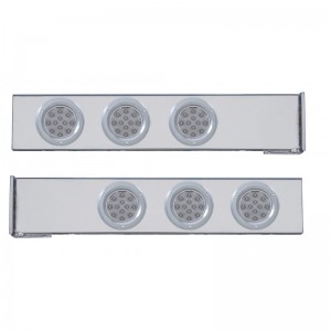(2/Bulk) Chrome 2 Pcs. Rear Light Bar W/ Six 12 Led 4" Clear Lens Reflector Light W/ Bezel - 4 Hole Flange Mount