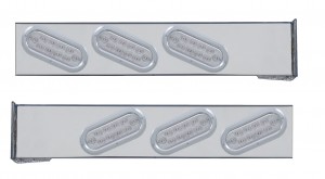 (2/Bulk) Chrome Rear Light Bar W/ Six 10 Red Led Slanted Oval Reflector Light W/ Bezel - Clear Lens
