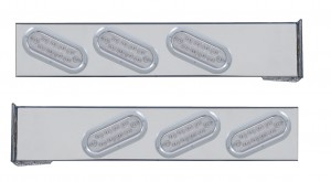 (2/Bulk) Stainless Steel Rear Light Bar W/ Six 10 Red Led Slanted Oval Reflector Light W/ Bezel - Clear Lens