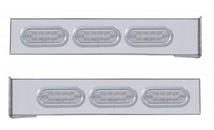 (2/Bulk) Stainless Steel Rear Light Bar W/ Six 10 Red Led Oval Reflector Light W/ Bezel - Clear Lens