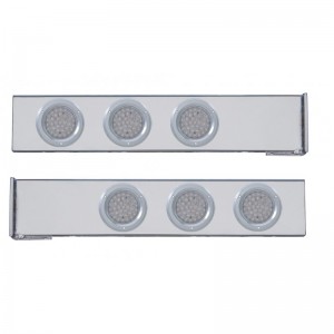 (2/Bulk) Chrome 2 Pcs. Rear Light Bar W/ Six 36 Led 4" Clear Lens Economy Light W/ Bezel - 4 Hole Flange Mount