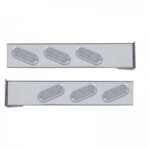 (2/Bulk) Chrome 2 Pcs. Rear Light Bar W/ 6 Slanted 19 Red Led Oval Clear Lens Light W/ Bezel - 4 Hole Flange Mount