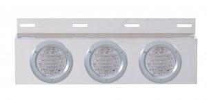 Stainless Steel Top Mud Flap Light Bracket W/ Three 60 Led 4" Light W/ Bezel - Clear Lens