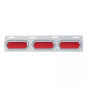Stainless Steel Top Mud Flap Light Bracket W/ Three 60 Led Oval Light W/ Bezel - Red Lens