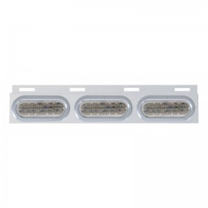 Stainless Steel Top Mud Flap Light Bracket W/ Three 60 Led Oval Light W/ Bezel - Clear Lens