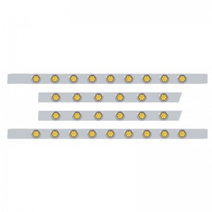 S.S. Peterbilt63" Sleeper Light Panel With Thirty 7 Amber Led 2" Reflector Light With Visor - Amber Lens