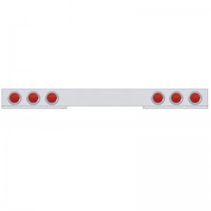 Stainless Steel 1 Piece Rear Light Bar W/ Six 7 Red Led 4" Economy Light W/ Bezel - Red Lens