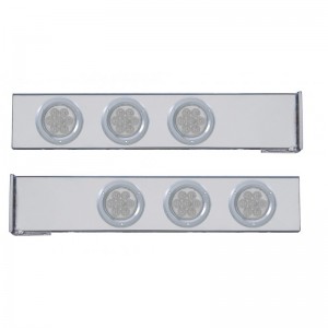 (2/Bulk) Chrome 2 Pcs. Rear Light Bar W/ Six 7 Led 4" Clear Lens Economy Light W/ Bezel - 4 Hole Flange Mount