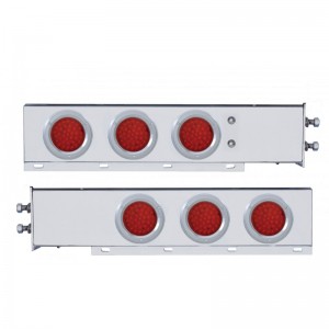 (2/Bulk) Economy 430 Stainless Steel Spring Loaded Rear Light Bar W/ Six 36 Red Led 4" Red Lens Light W/ Bezel - 2" Bolt Pattern