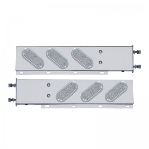 (2/Bulk) Stainless Steel Rear Light Bar With Six 19 Red Led Oval Clear Lens Light With Flat Bezel - 3 3/4" Bolt Pattern