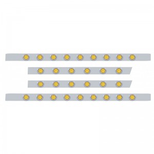 S.S. Peterbilt63" Sleeper Light Panel With Thirty 7 Amber Led 2" Reflector Light With Bezel - Amber Lens