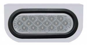 Stainless Steel Light Bracket W/ 16 Amber Led Oval Light W/ Grommet - Clear Lens