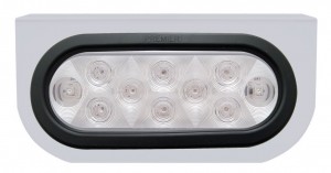 Stainless Steel Light Bracket W/ 10 Amber Led Oval Light W/ Grommet - Clear Lens