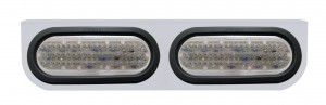 Stainless Steel Light Bracket W/ Two 60 Red Led Oval Light W/ Grommet - Clear Lens