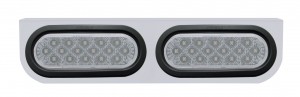 Stainless Steel Light Bracket W/ Two 16 Amber Led Oval Light W/ Grommet - Clear Lens