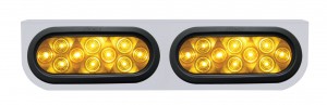 Stainless Steel Light Bracket W/ Two 10 Amber Led Oval Light W/ Grommet - Amber Lens