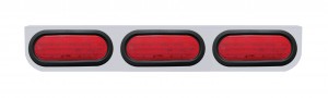 Stainless Steel Light Bracket W/ Three 60 Red Led Oval Light W/ Grommet - Red Lens