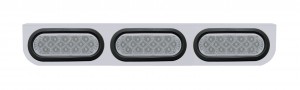 Stainless Steel Light Bracket W/ Three 16 Amber Led Oval Light W/ Grommet - Clear Lens