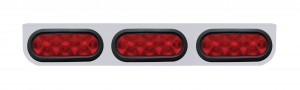 Stainless Steel Light Bracket W/ Three 10 Red Led Oval Light W/ Grommet - Red Lens