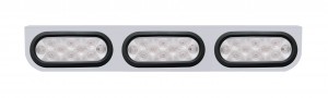 Stainless Steel Light Bracket W/ Three 10 Amber Led Oval Light W/ Grommet - Clear Lens