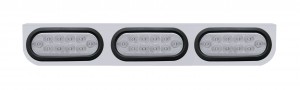 Stainless Steel Light Bracket W/ Three 10 Red Led Reflector Oval Light W/ Grommet - Clear Lens