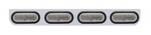 Stainless Steel Light Bracket W/ Four 60 Red Led Oval Light W/ Grommet - Clear Lens