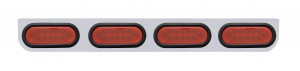 Stainless Steel Light Bracket W/ Four 12 Red Led Oval Light W/ Grommet - Red Lens