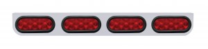 Stainless Steel Light Bracket W/ Four 10 Red Led Oval Light W/ Grommet - Red Lens