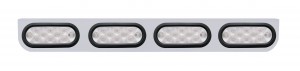 Stainless Steel Light Bracket W/ Four 10 Amber Led Oval Light W/ Grommet - Clear Lens