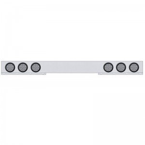 Chrome 1 Piece Rear Light Bar W/ Six 12 Red Led 4" Reflector Light W/ Grommet - Clear Lens