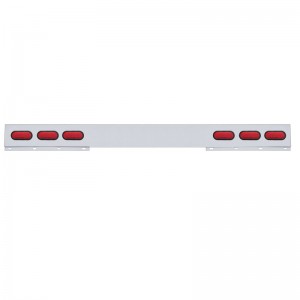 Stainless Steel 1 Piece Rear Light Bar W/ 6 Straight 60 Red Led Oval Light W/ Grommet - Red Lens