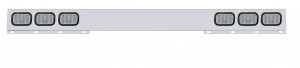 Stainless Steel 1 Piece Rear Light Bar W/ Six 16 Red Led Rect. Reflector Light W/ Grommet - Clear Lens