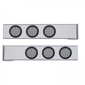 (2/Bulk) Chrome 2 Pcs. Rear Light Bar W/ Six 12 Led 4" Clear Lens Reflector Light W/ Grommet - 4 Hole Flange Mount