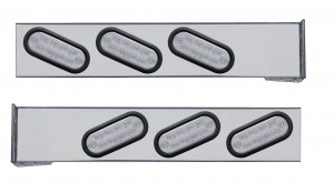 (2/Bulk) Chrome Rear Light Bar W/ Six 10 Red Led Slanted Oval Reflector Light W/ Grommet - Clear Lens