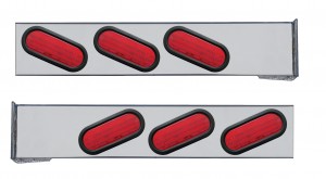 (2/Bulk) Stainless Steel 2 Pcs. Rear Light Bar W/ 6 Slanted 60 Led Oval Red Lens Light W/ Grommet - 4 Hole Flange Mount