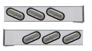 (2/Bulk) Stainless Steel 2 Pcs. Rear Light Bar W/ 6 Slanted 60 Led Oval Clear Lens Light W/ Grommet - 4 Hole Flange Mount