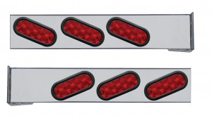 (2/Bulk) Stainless Steel 2 Pcs. Rear Light Bar W/ 6 Slanted 10 Led Oval Red Lens Light W/ Grommet - 4 Hole Flange Mount