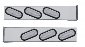 (2/Bulk) Stainless Steel Rear Light Bar W/ Six 10 Red Led Slanted Oval Reflector Light W/ Grommet - Clear Lens